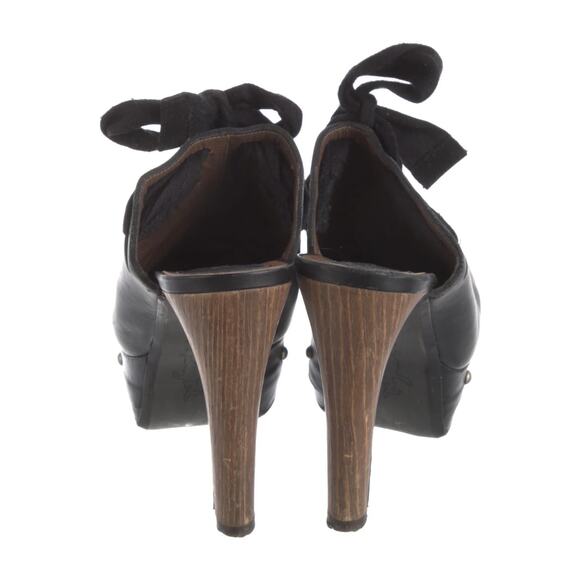 Marni Black Leather Platform Mules Women’s Size 6.5 Round Toe Slip On Tie - Picture 8 of 9